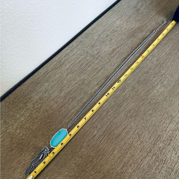 Kendra Scott Rayne Silver Turquoise Pendant Chain Tassel Necklace - Picture 4 of 4